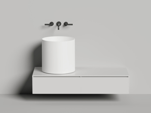 Раковина из искусственного камня S-Stone Salini ARMONIA 130423TM 50х50 накладная цвет белый 1 отверстие под смеситель